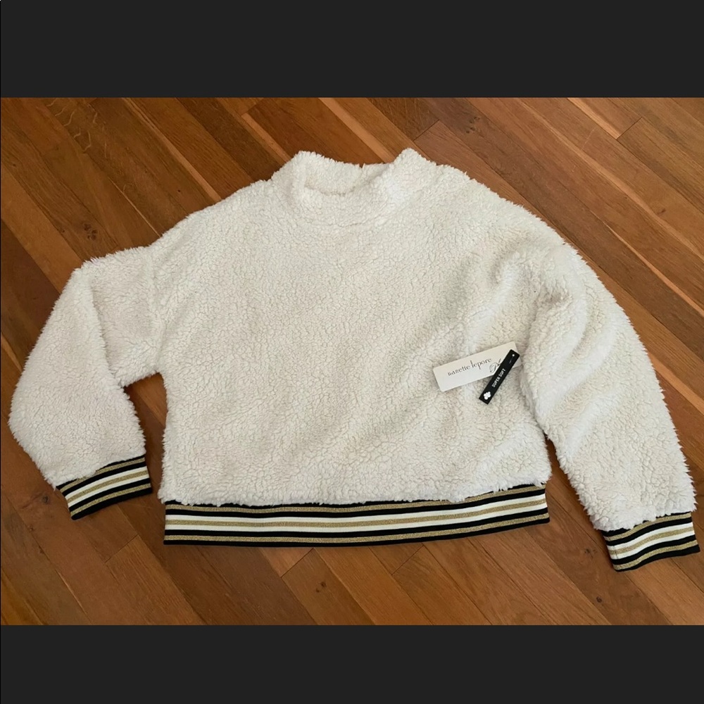 NANETTE LEPORE Cozy Sherpa Cropped Fleece Sweater